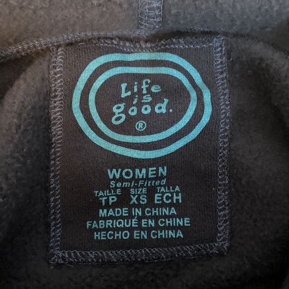 Life Is Good Hoodie Women's Sz XS Gray Cotton Fleece Drawstring Pullover - Picture 3 of 4